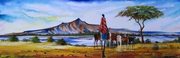  Herd Kunst - Malak Herding Nahe See Naivasha Berg